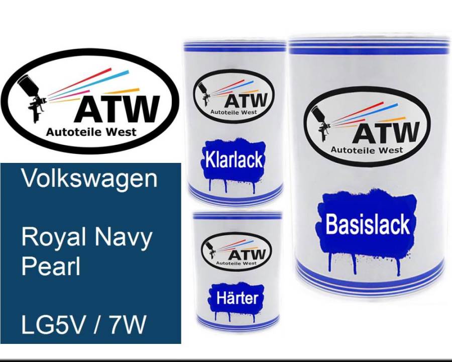 Volkswagen, Royal Navy Pearl, LG5V / 7W: 500ml Lackdose + 500ml Klarlack + 250ml Härter - Set, von ATW Autoteile West.